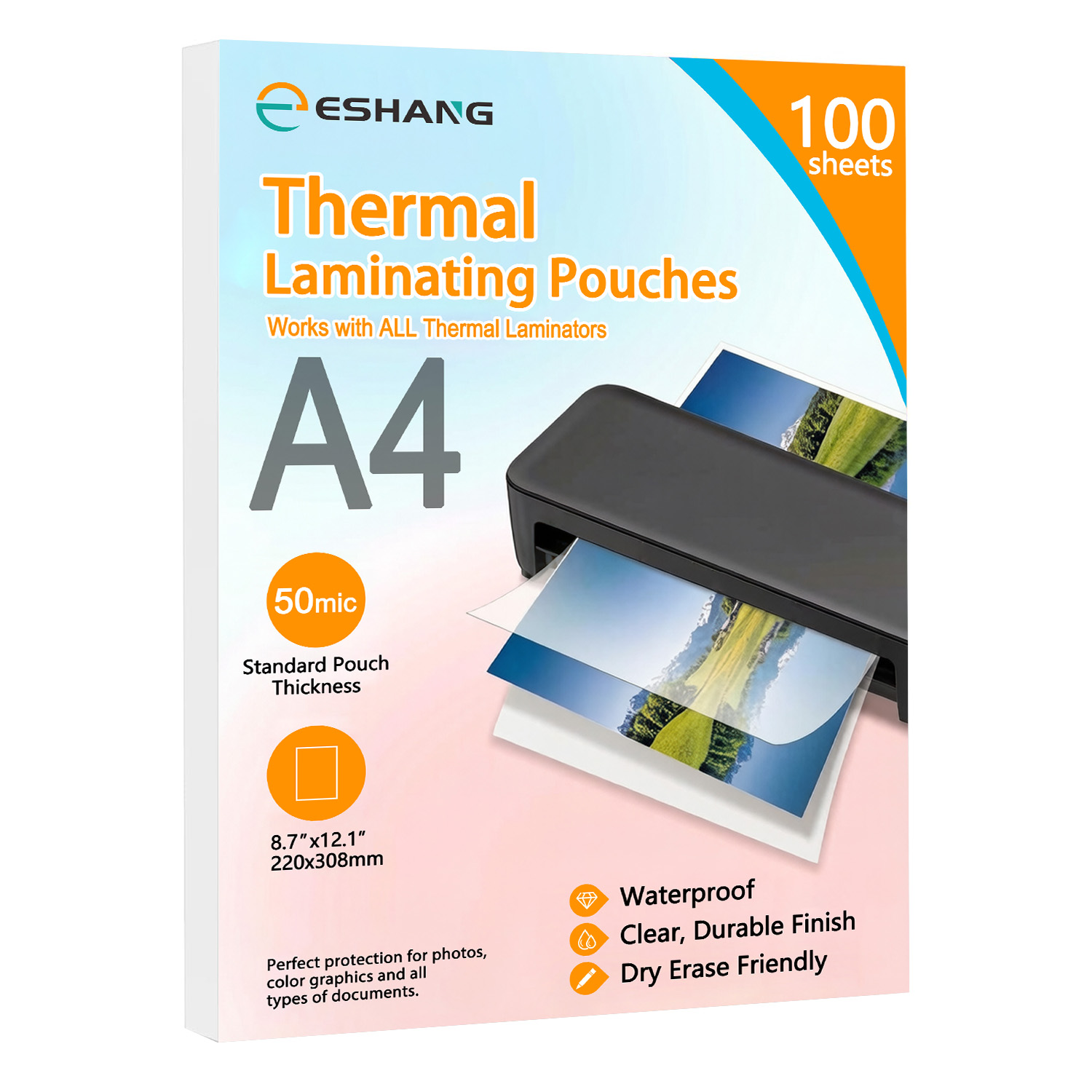 Document Laminator Pouch - أغلفة تغليف A4 من ESHANG، 8.7×12.1