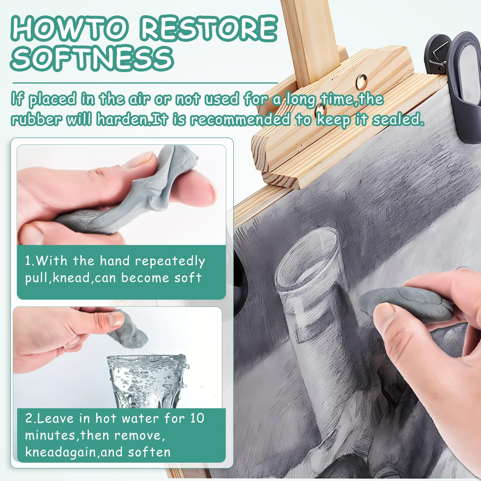 قطعتان من ممحاة قابلة للعجن لل - مراجعة Rubber Eraser Kneaded وسعره